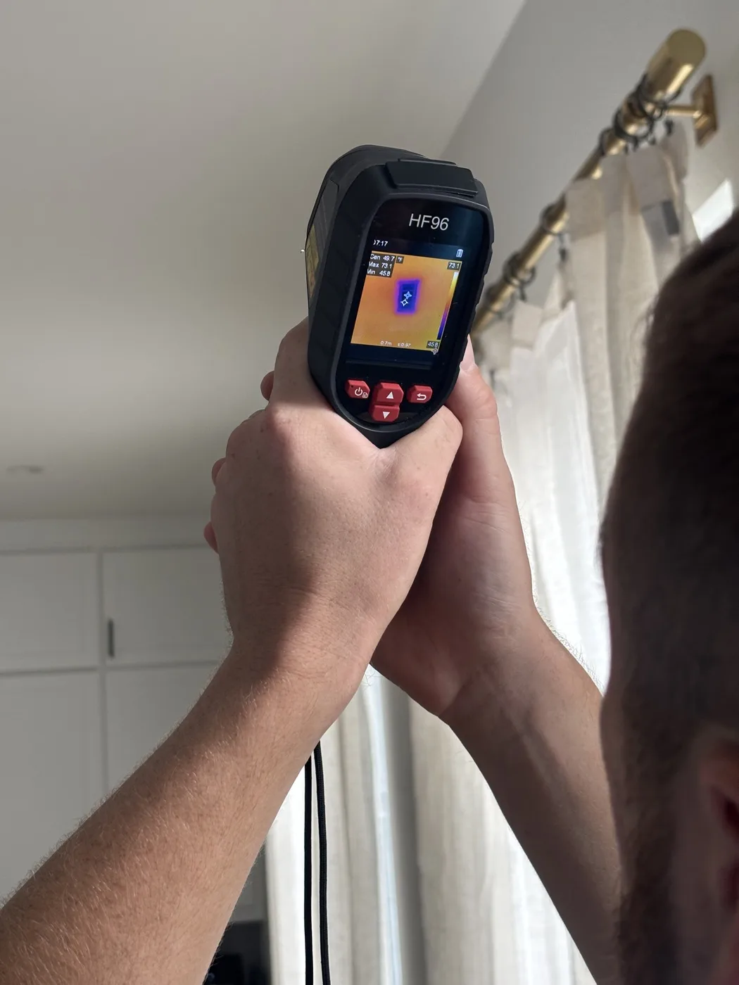Infrared thermal imaging camera showing a heat scan during a Dallas-Fort Worth home inspection by Buffalo Property Inspections
